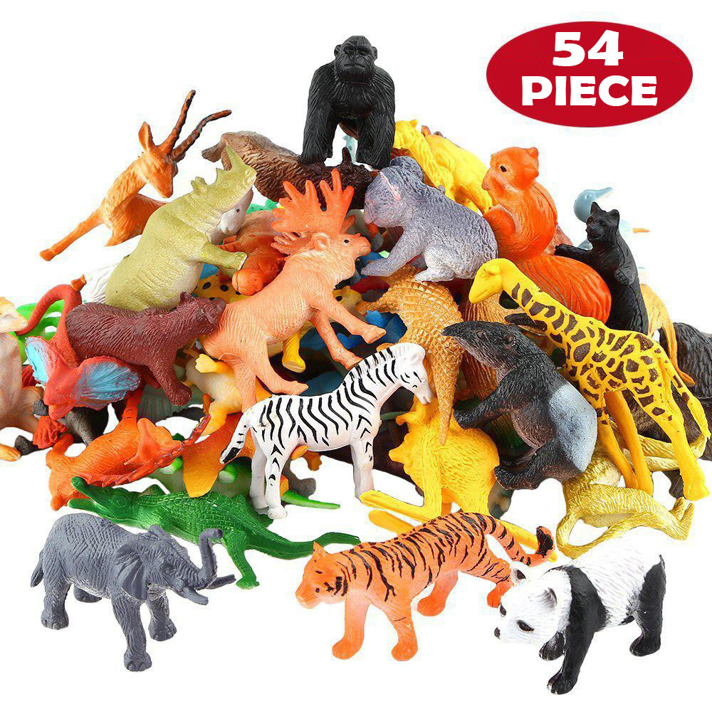 Model Kit Dinosaur - 54 Pcs Mini Jungle Animal Toys