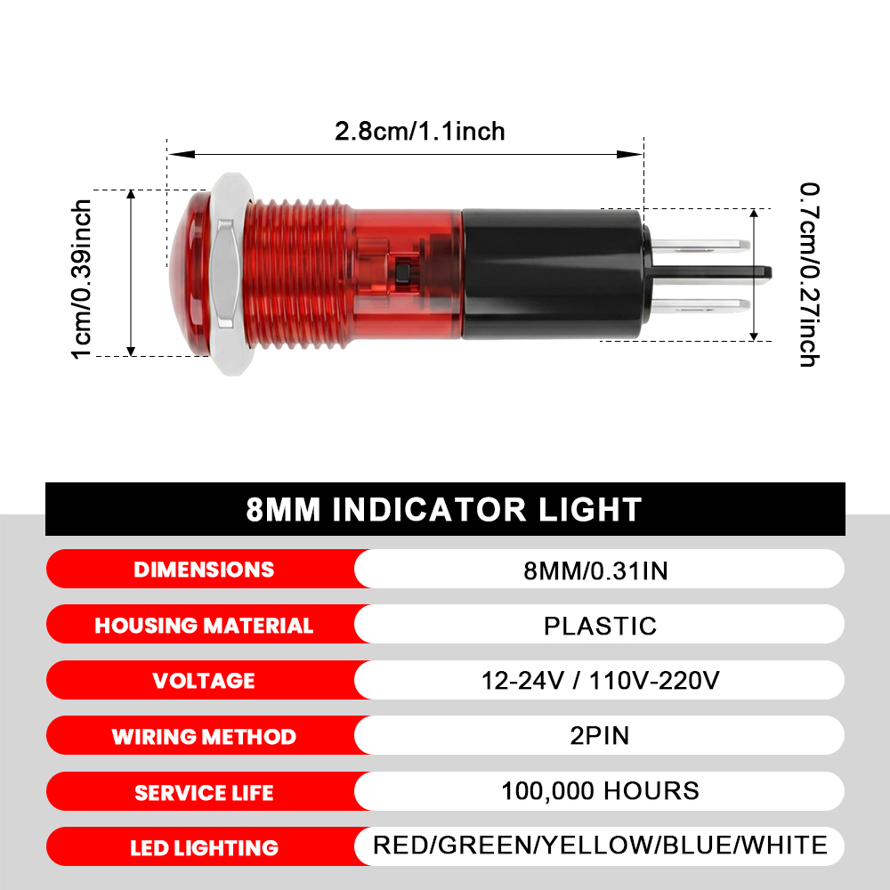 FILN 20PCS 8mm LED Indicator L - Panel Line Marker recension och pris