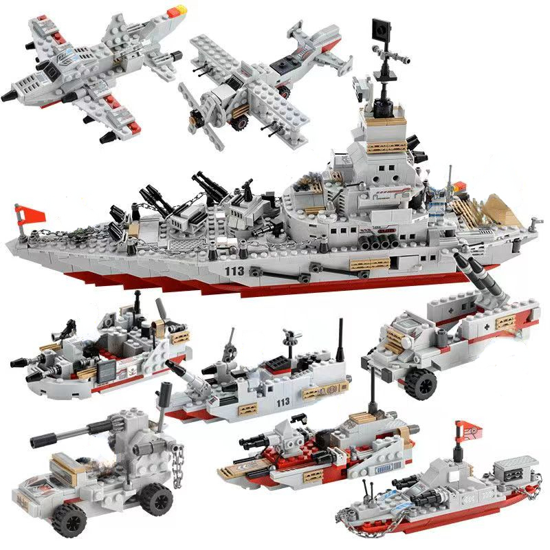 1000+Pcs Navy War Chariot Ship - Model Kit Battleship recension och pris